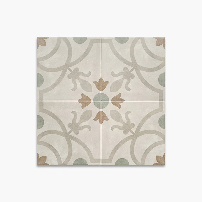 Dettaglio Piastrella da pavimento e rivestimento in gres porcellanato serie Talé di Savoia Italia, Decoro effetto cementina Ortigia formato 21x21 