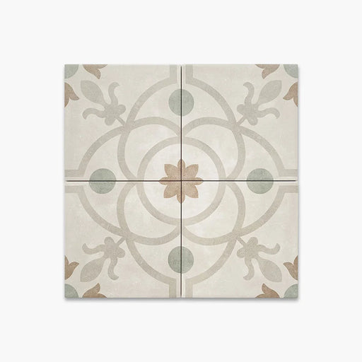 Dettaglio Piastrella da pavimento e rivestimento in gres porcellanato serie Talé di Savoia Italia, Decoro effetto cementina Ortigia formato 21x21 