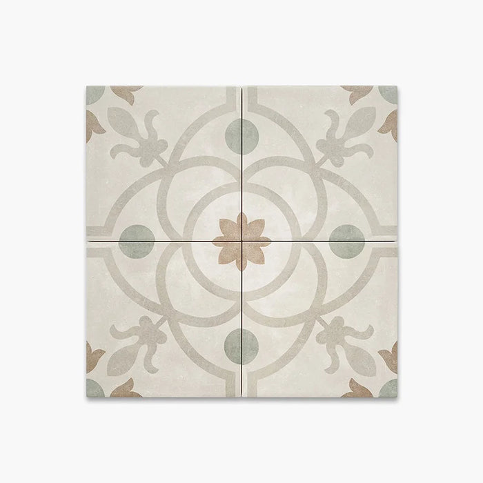 Dettaglio Piastrella da pavimento e rivestimento in gres porcellanato serie Talé di Savoia Italia, Decoro effetto cementina Ortigia formato 21x21 