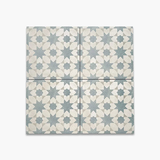 Dettaglio Piastrella da pavimento e rivestimento in gres porcellanato serie Talé di Savoia Italia, Decoro effetto cementina Sferracavallo formato 21x21 Colore Blu