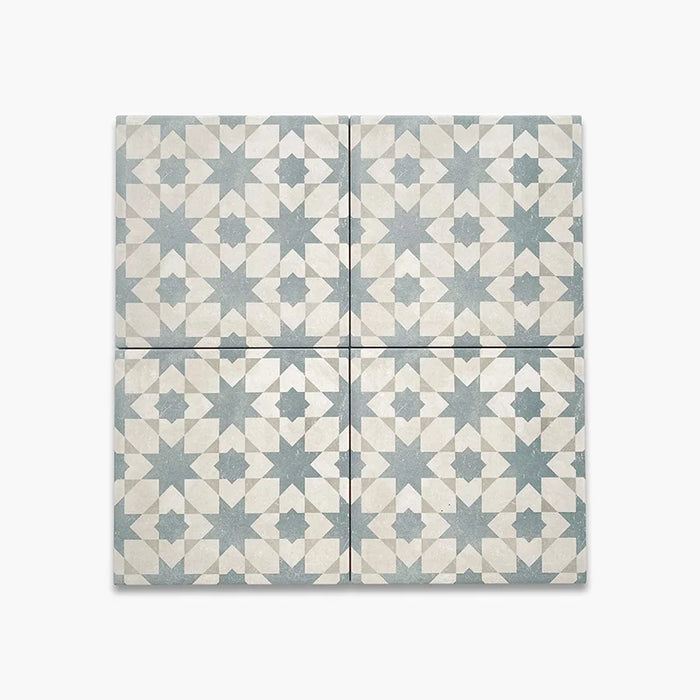 Dettaglio Piastrella da pavimento e rivestimento in gres porcellanato serie Talé di Savoia Italia, Decoro effetto cementina Sferracavallo formato 21x21 Colore Blu