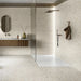 Bagno moderno con pavimento gres effetto marmetta Terrazzotech Beige 60x120 Casalgrande.