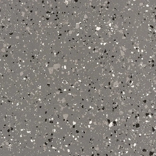 Dettaglio piastrella in gres porcellanato effetto graniglia e marmetta della Collezione terrazzotech di Casalgrande, formato 60x60 cm, colore Antracite