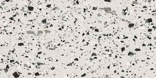 Dettaglio piastrella in gres porcellanato effetto graniglia e marmetta della Collezione terrazzotech di Casalgrande, formato 30x60 cm, colore Argento