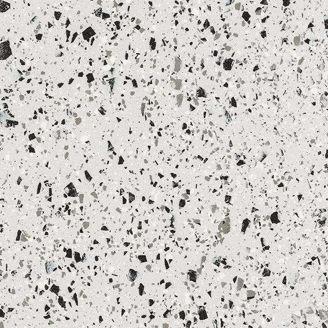 Dettaglio piastrella in gres porcellanato levigato effetto graniglia e marmetta della Collezione terrazzotech di Casalgrande, formato 60x60 cm, colore Argento