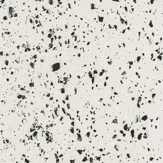 Dettaglio piastrella in gres porcellanato effetto graniglia e marmetta della Collezione terrazzotech di Casalgrande, formato 60x60 cm, colore Bianco