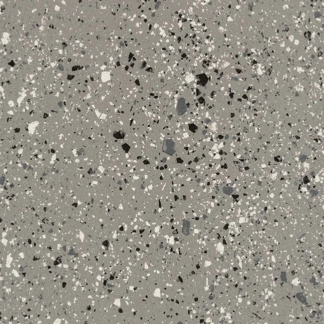 Dettaglio piastrella in gres porcellanato effetto graniglia e marmetta della Collezione terrazzotech di Casalgrande, formato 60x60 cm, colore Grigio