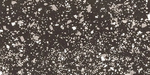 Dettaglio piastrella in gres porcellanato levigato effetto graniglia e marmetta della Collezione terrazzotech di Casalgrande, formato 30x60 cm, colore Nero