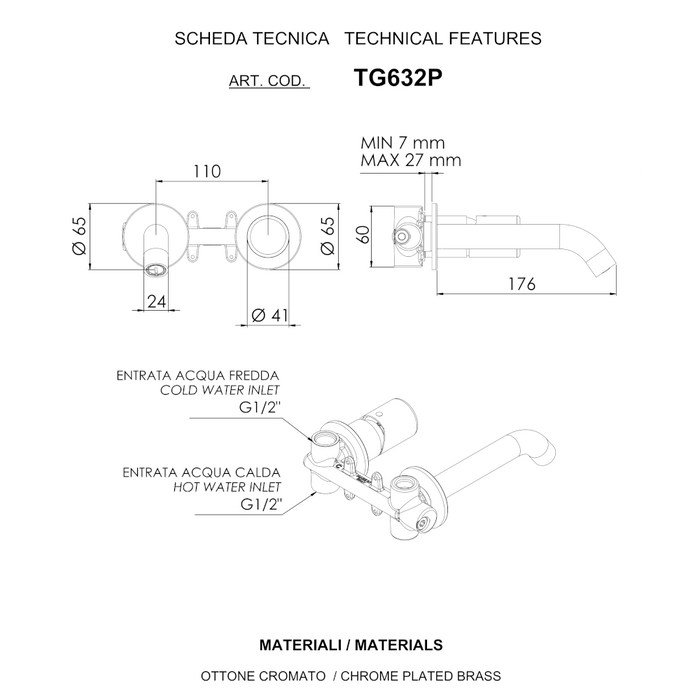 Trilogy - Miscelatore per lavabo a incasso su piastra doppia