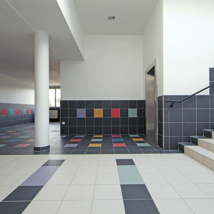 Scuola con pavimento e rivestimento gres Unicolore Nero Casalgrande Padana, effetto tinta unita opaco.