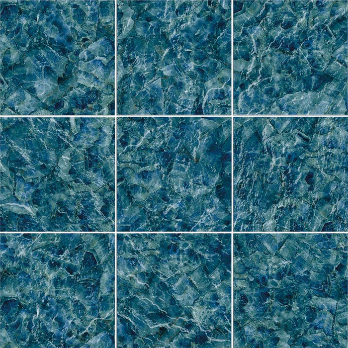 Dettaglio piastrella per pavimento e rivestimento in gres porcellanato effetto pietra spaziale. Collezione Swimming Planet di Ceramica Valsecchia, formato 15x15, Venus blue