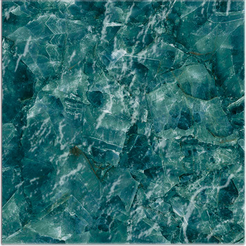 Dettaglio piastrella per pavimento e rivestimento in gres porcellanato effetto pietra spaziale. Collezione Swimming Planet di Ceramica Valsecchia, formato 15x15, Venus Emerald