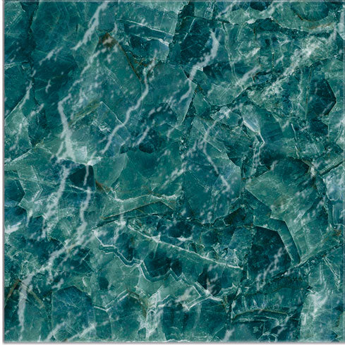 Dettaglio piastrella per pavimento e rivestimento in gres porcellanato effetto pietra spaziale. Collezione Swimming Planet di Ceramica Valsecchia, formato 15x15, Venus Emerald
