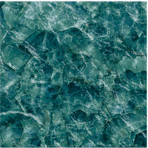 Dettaglio piastrella per pavimento e rivestimento in gres porcellanato effetto pietra spaziale. Collezione Swimming Planet di Ceramica Valsecchia, formato 15x15, Venus Emerald