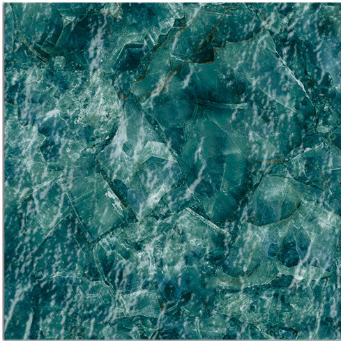 Dettaglio piastrella per pavimento e rivestimento in gres porcellanato effetto pietra spaziale. Collezione Swimming Planet di Ceramica Valsecchia, formato 15x15, Venus Emerald