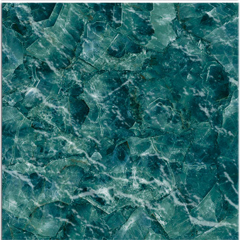 Dettaglio piastrella per pavimento e rivestimento in gres porcellanato effetto pietra spaziale. Collezione Swimming Planet di Ceramica Valsecchia, formato 15x15, Venus Emerald