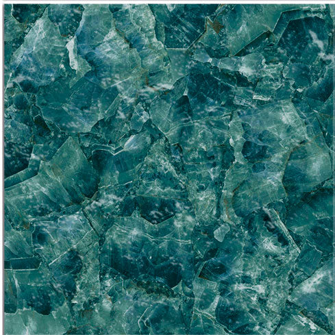 Dettaglio piastrella per pavimento e rivestimento in gres porcellanato effetto pietra spaziale. Collezione Swimming Planet di Ceramica Valsecchia, formato 15x15, Venus Emerald