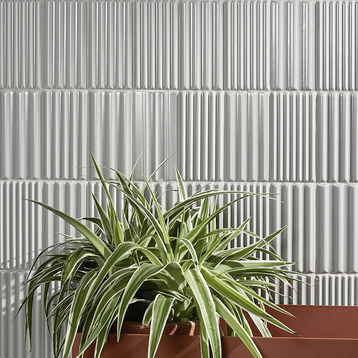 Rivestimento in gres porcellanato 3D lucido a rilievo effetto mattoncino 7,5x15 cm Grey, Collezione Wigwag di 41zero42