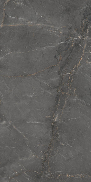 Dettaglio Piastrella da pavimento e rivestimento in gres porcellanato effetto marmo lucido serie Marmi pregiati di Herberia Ceramiche, colore Soveraia Grey formato 60x120 5