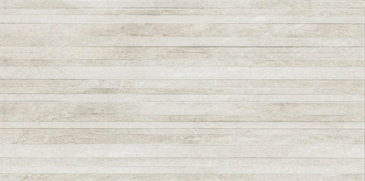 Dettaglio Piastrella per interno ed esterno in gres porcellanato serie Metropolis di Idea Ceramica, Decoro Riga Tortora 30x60