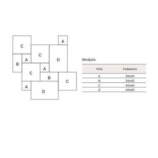 Schema di posa formato modulare-multiformato. serie cantal di savoia italia colore almond antiscivolo. pavimento per esterno